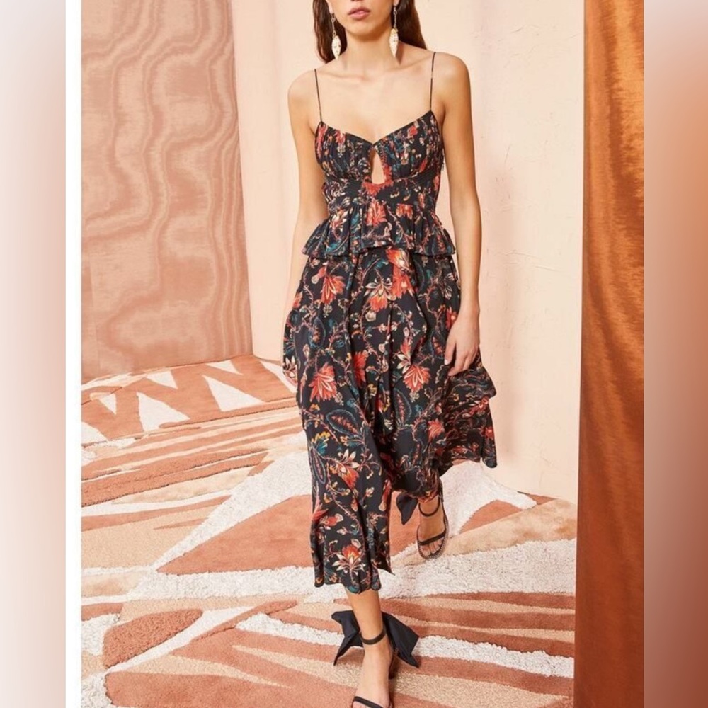 ULLA JOHNSON  renata silk Midi Dress obsidian Sz 16